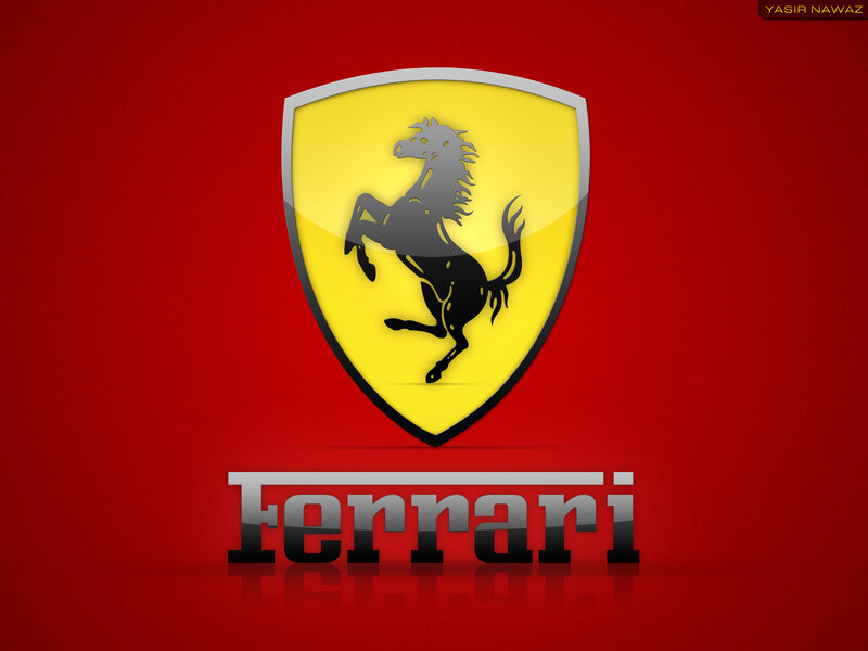 Ferrari Logo on Red — Bold, Digital Art, Shield, Horse