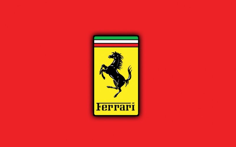 Ferrari Logo on Red — Bold, Vector Art, Horse, Flag Stripes