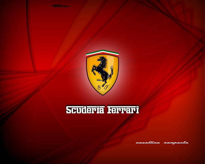 Ferrari Logo on Red — Dramatic, Digital Art