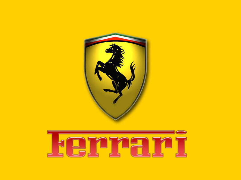 Ferrari logo on yellow background