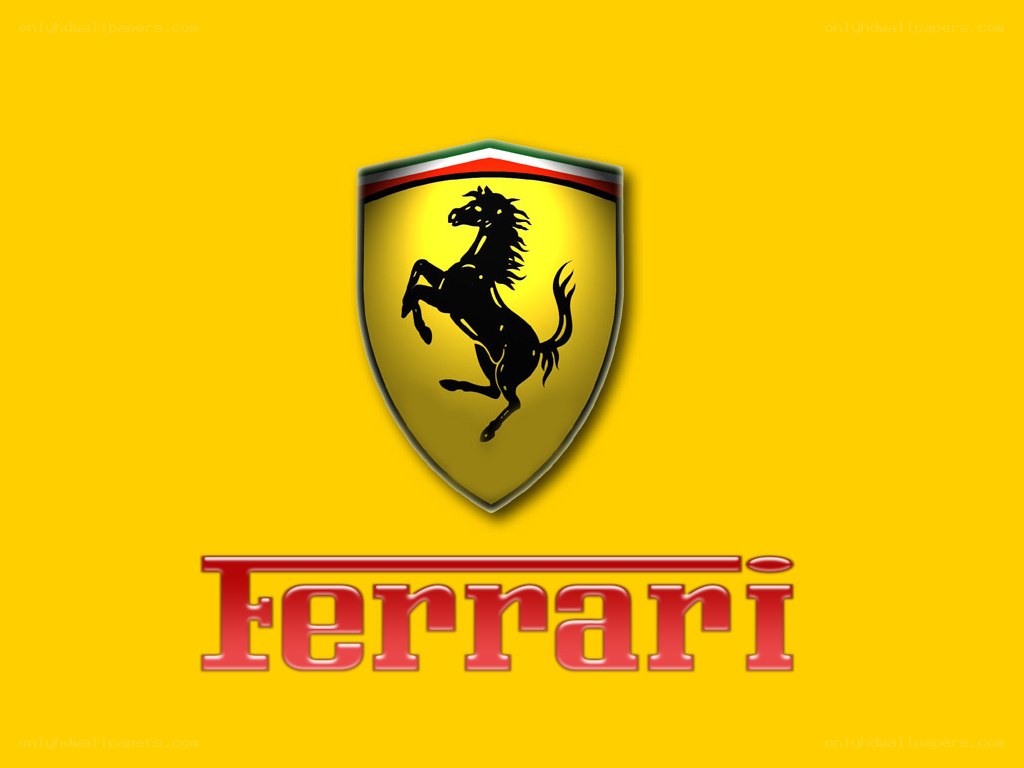 Ferrari logo on yellow background