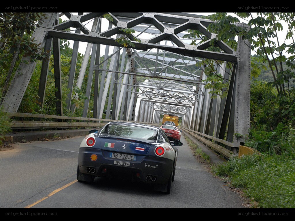 Ferrari on a bridge