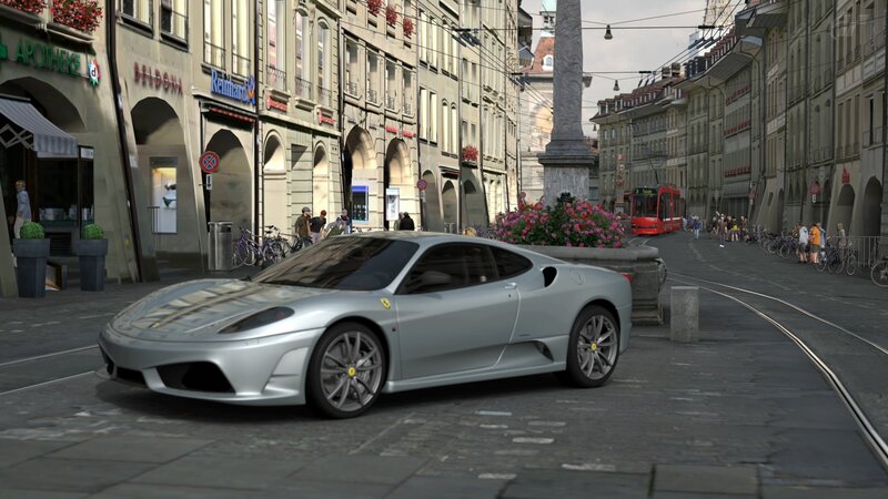 Ferrari on a city street