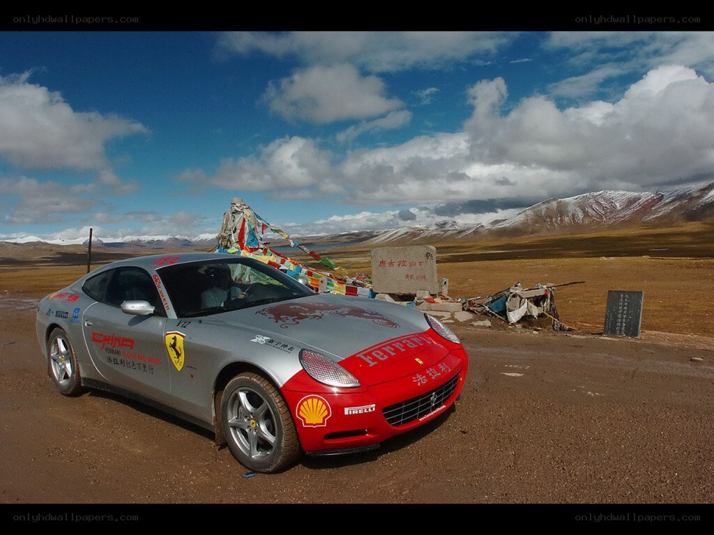 Ferrari on a high-altitude road
