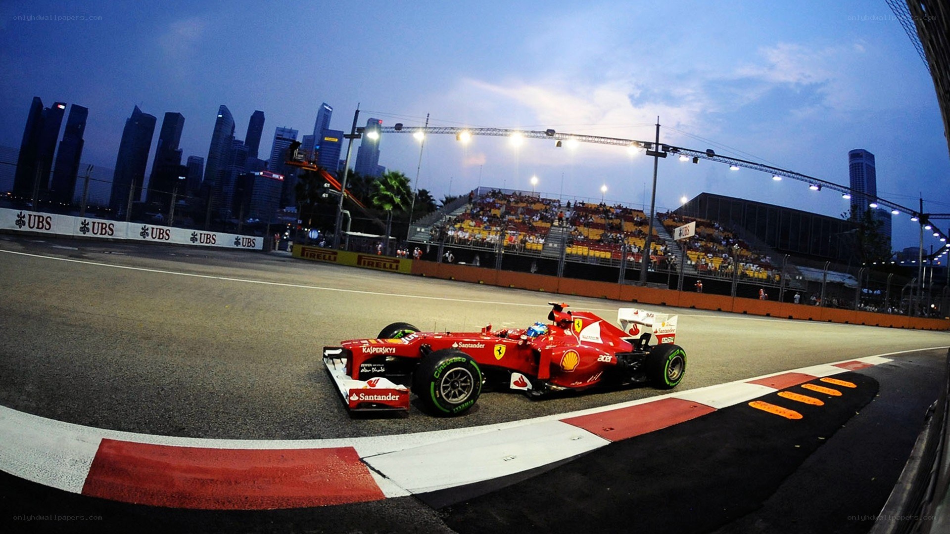 Ferrari on race track at night