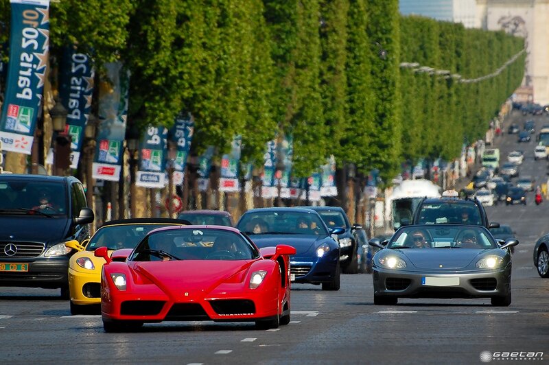 Ferrari parade on Champs-Élysées