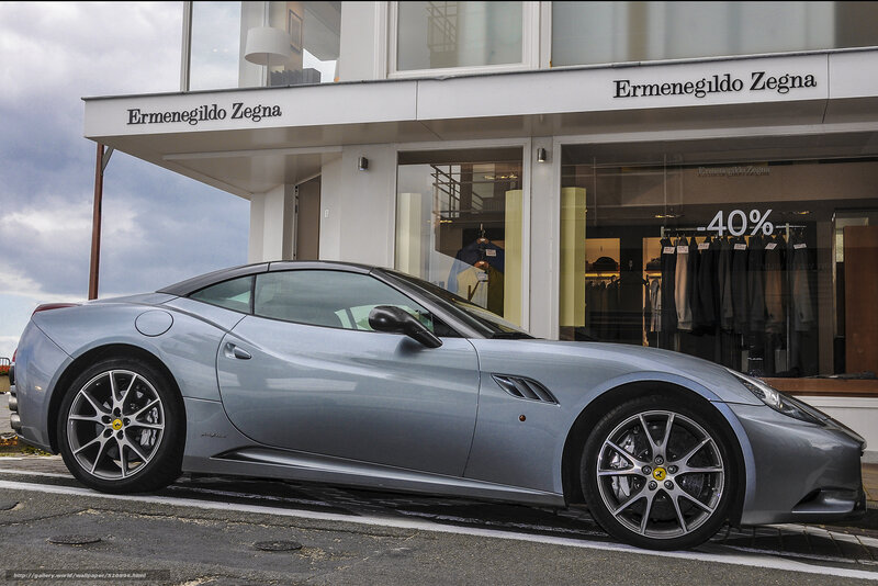 Ferrari parked in front of store