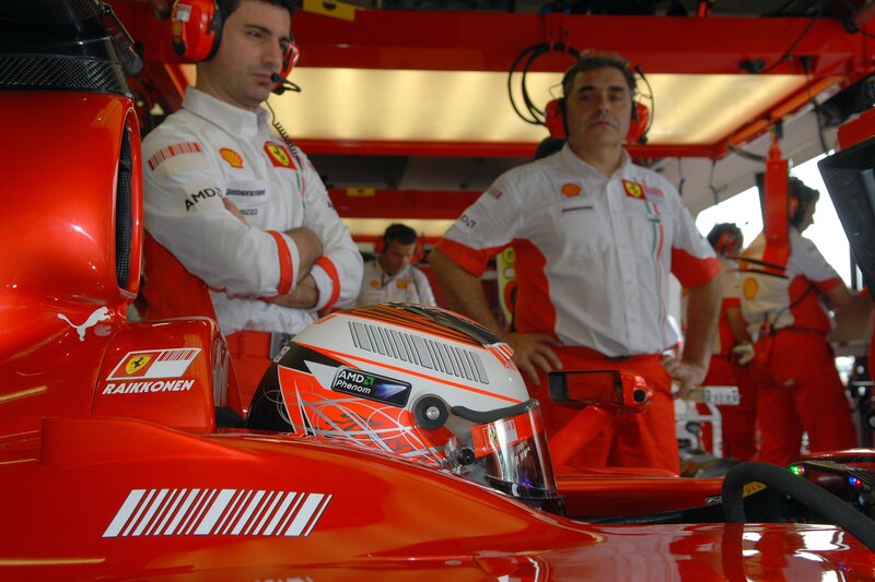Ferrari pit crew at work