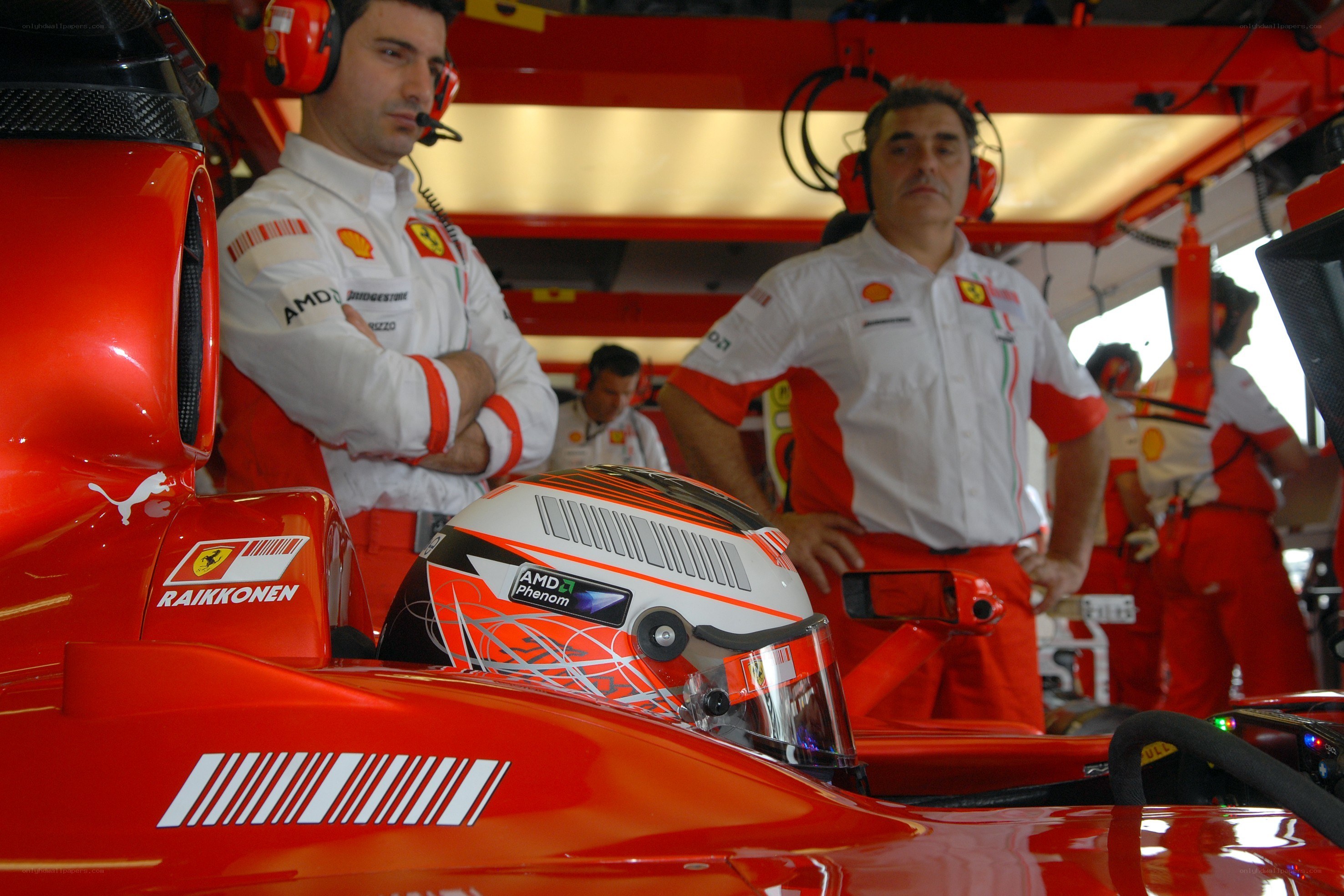 Ferrari pit crew at work