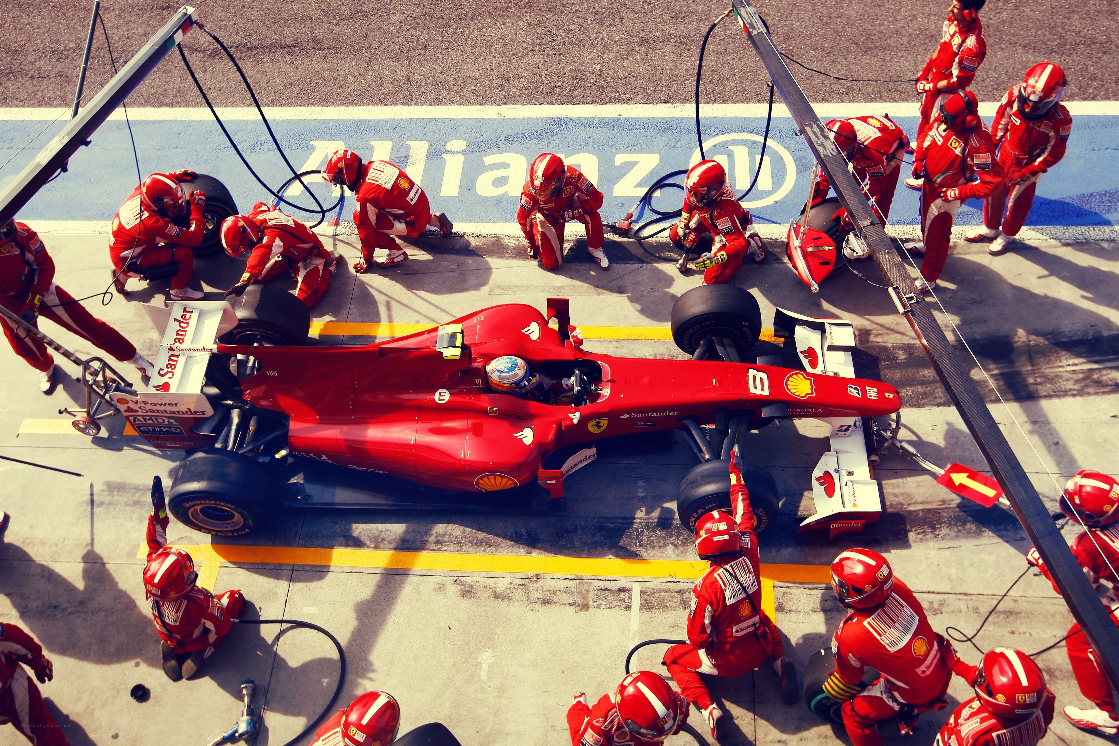 Ferrari pit stop during a race