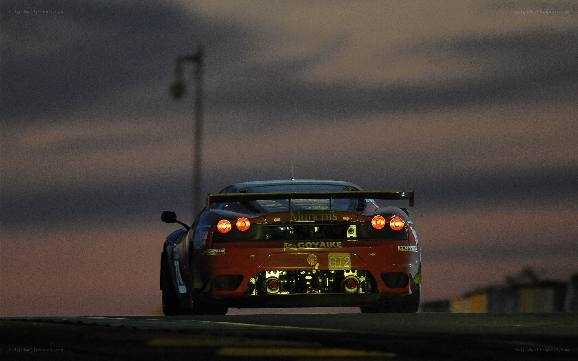 Ferrari race car at dusk