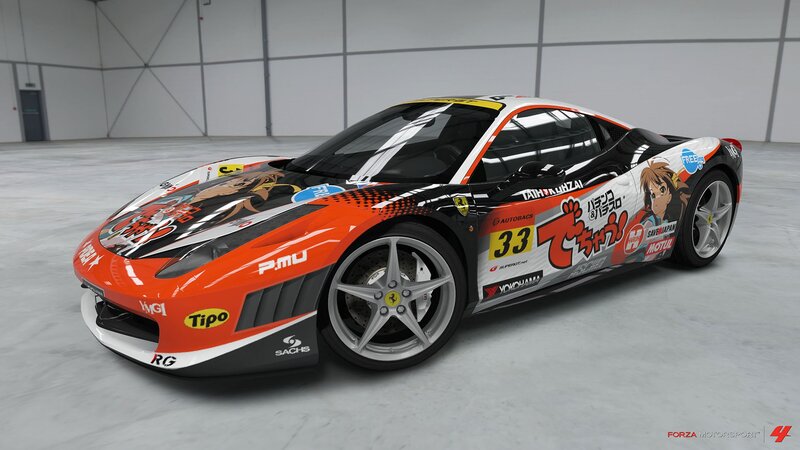Ferrari race car with anime livery