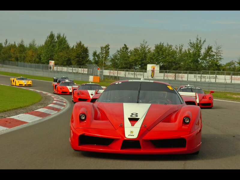Ferrari race cars on track