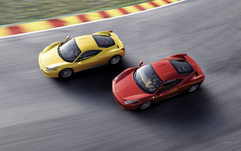 Ferrari race cars on track