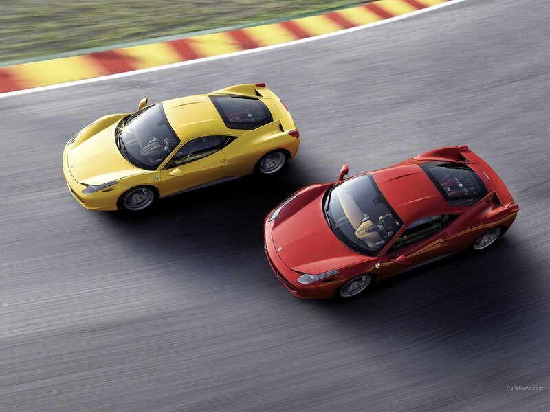 Ferrari race cars on track