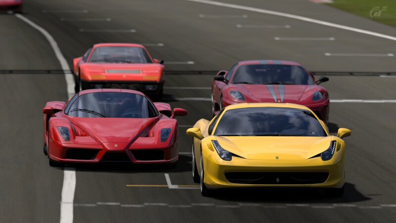 Ferrari race cars on track
