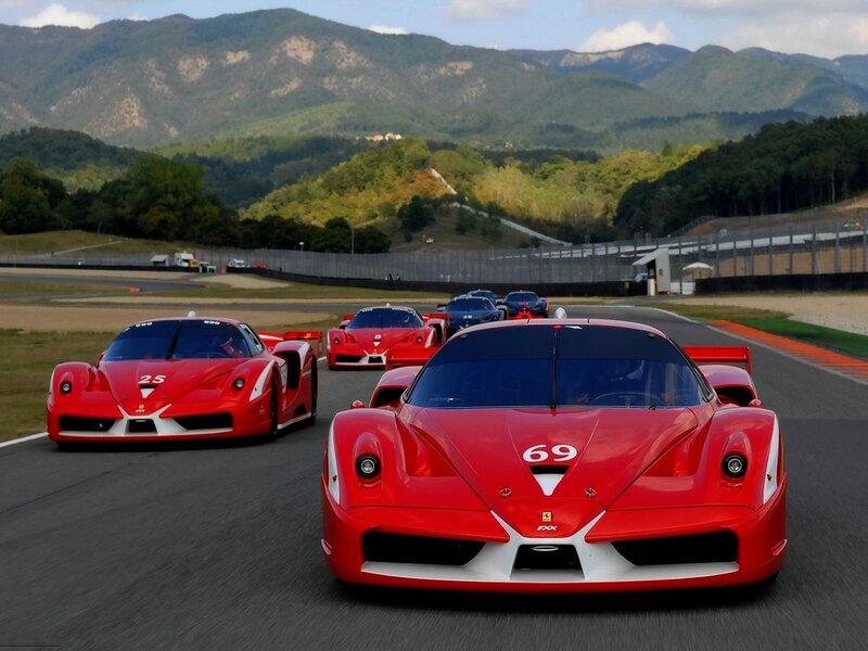 Ferrari race cars on track