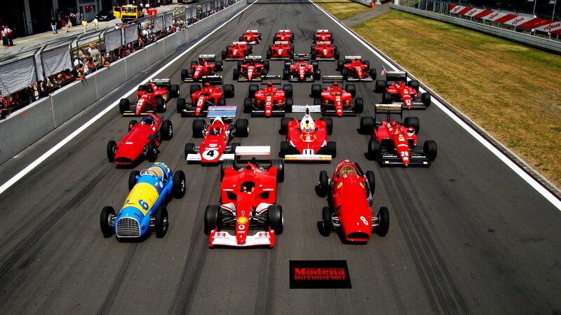 Ferrari race cars on track