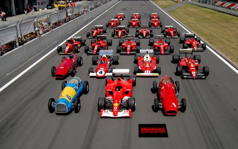 Ferrari race cars on track