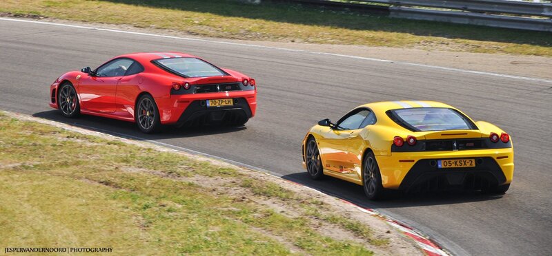 Ferrari race cars on track