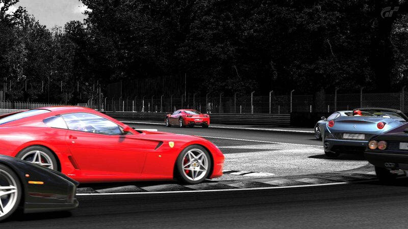 Ferrari race cars on track
