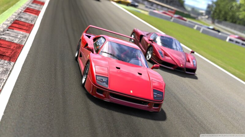 Ferrari race cars on track