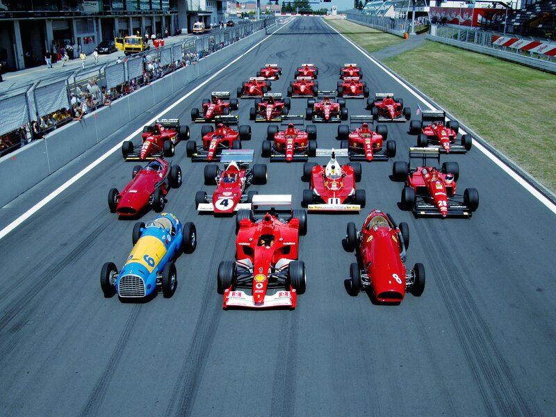 Ferrari race cars on track