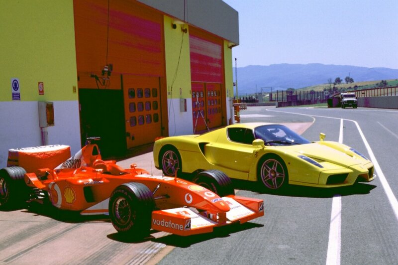 Ferrari race cars on track
