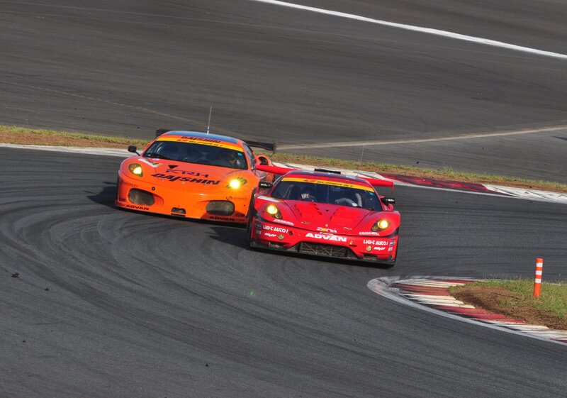 Ferrari race cars on track
