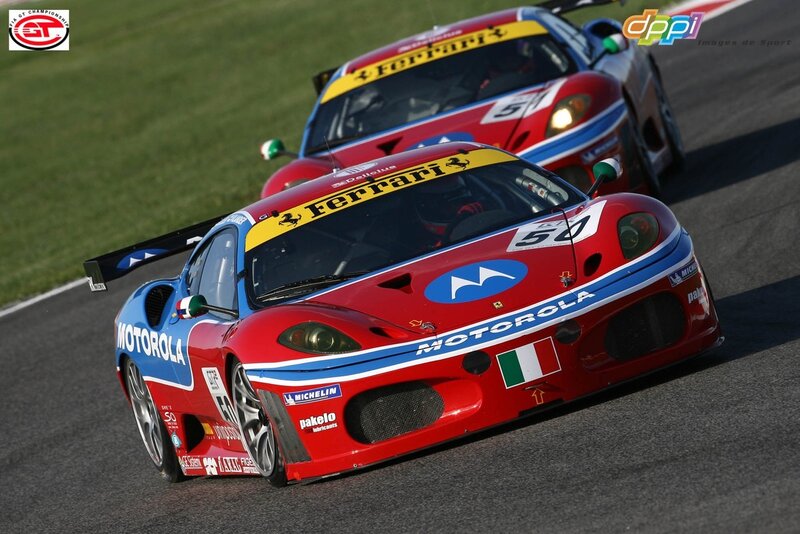 Ferrari race cars on track