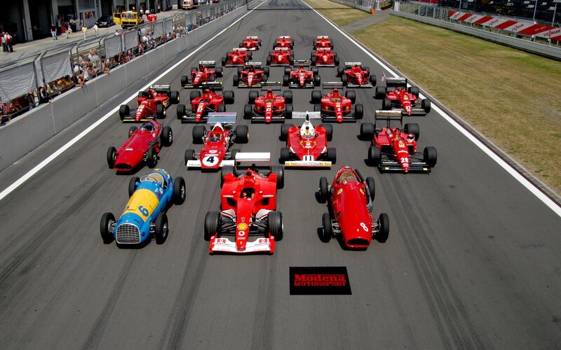 Ferrari race cars on track