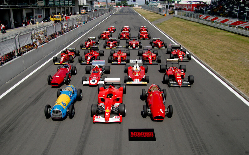Ferrari Race Cars on Track — Red