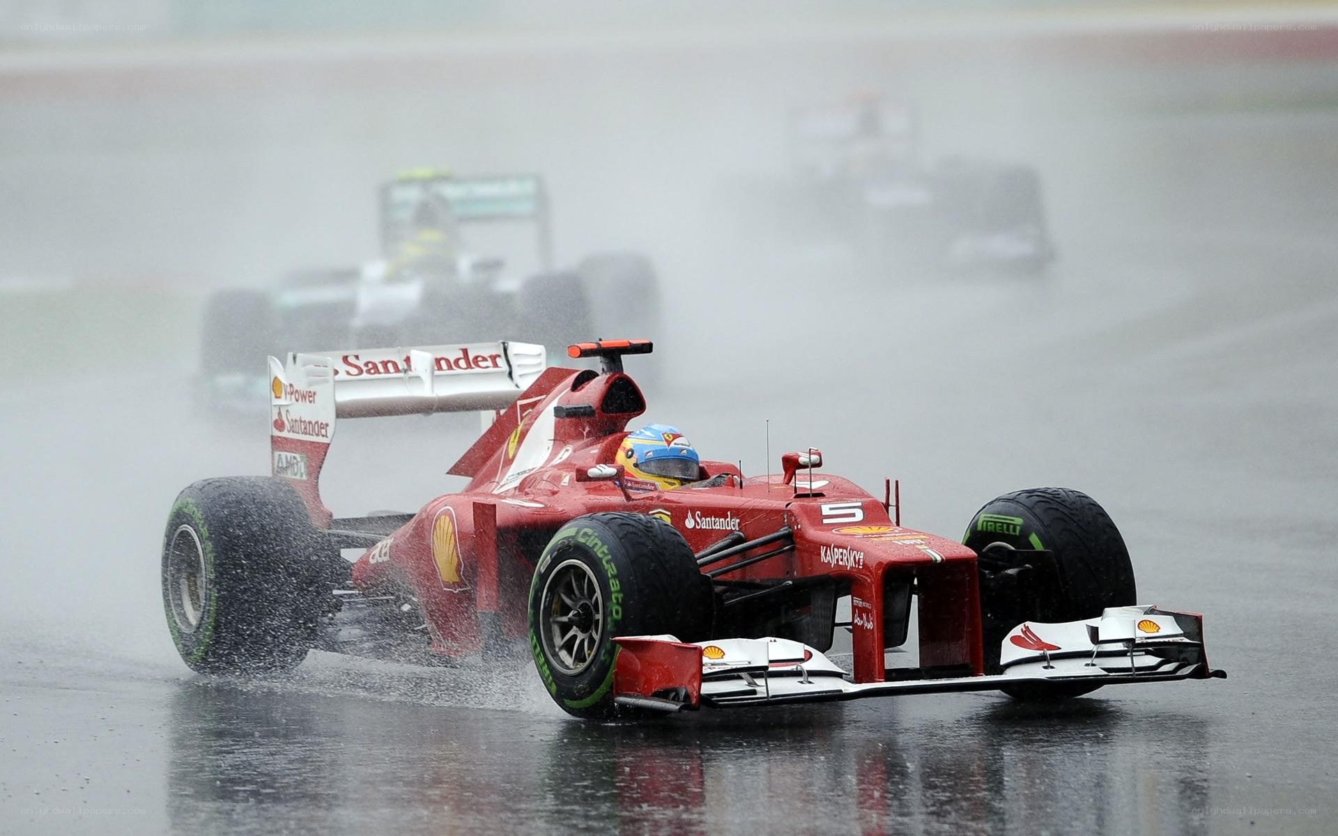 Ferrari racing in the rain
