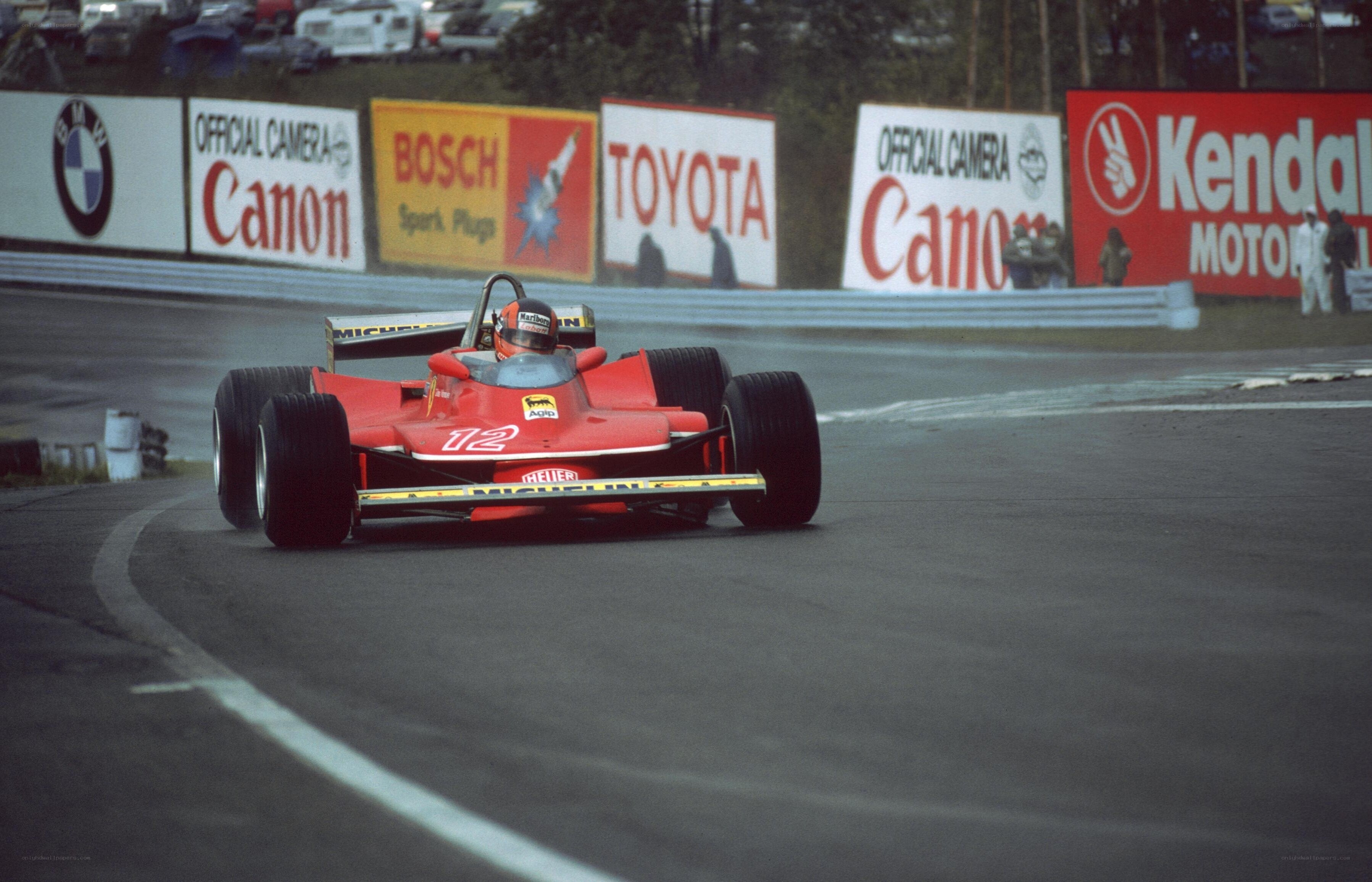 Ferrari racing on a track