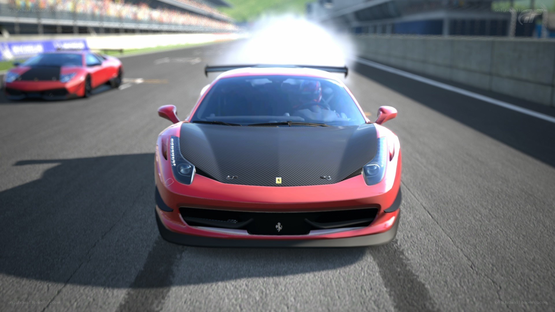 Ferrari racing on track