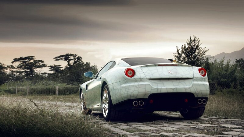 Ferrari sports car on cobblestones