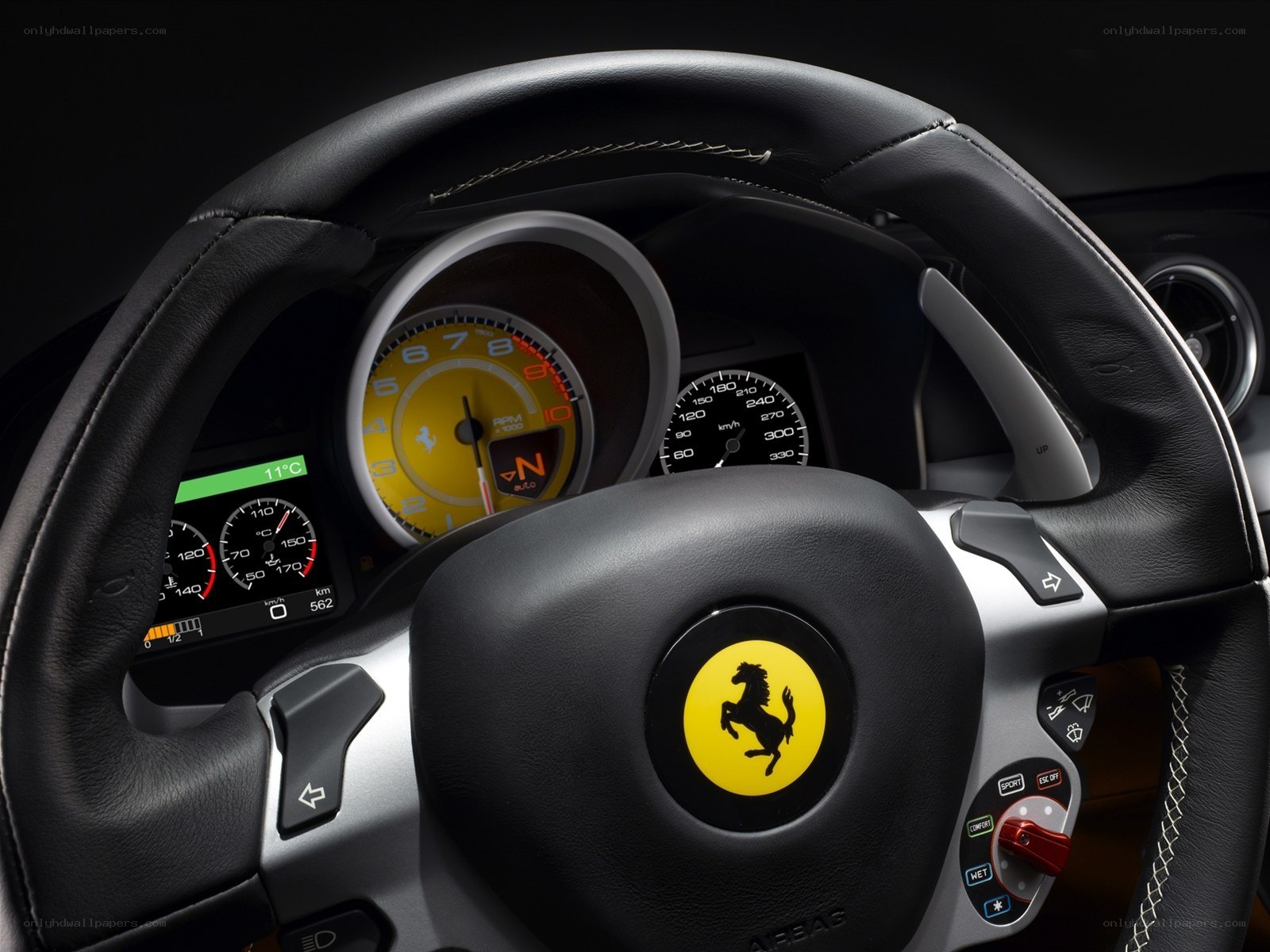 Ferrari steering wheel and dashboard