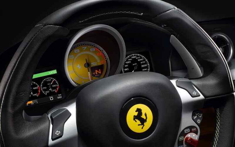 Ferrari steering wheel and dashboard