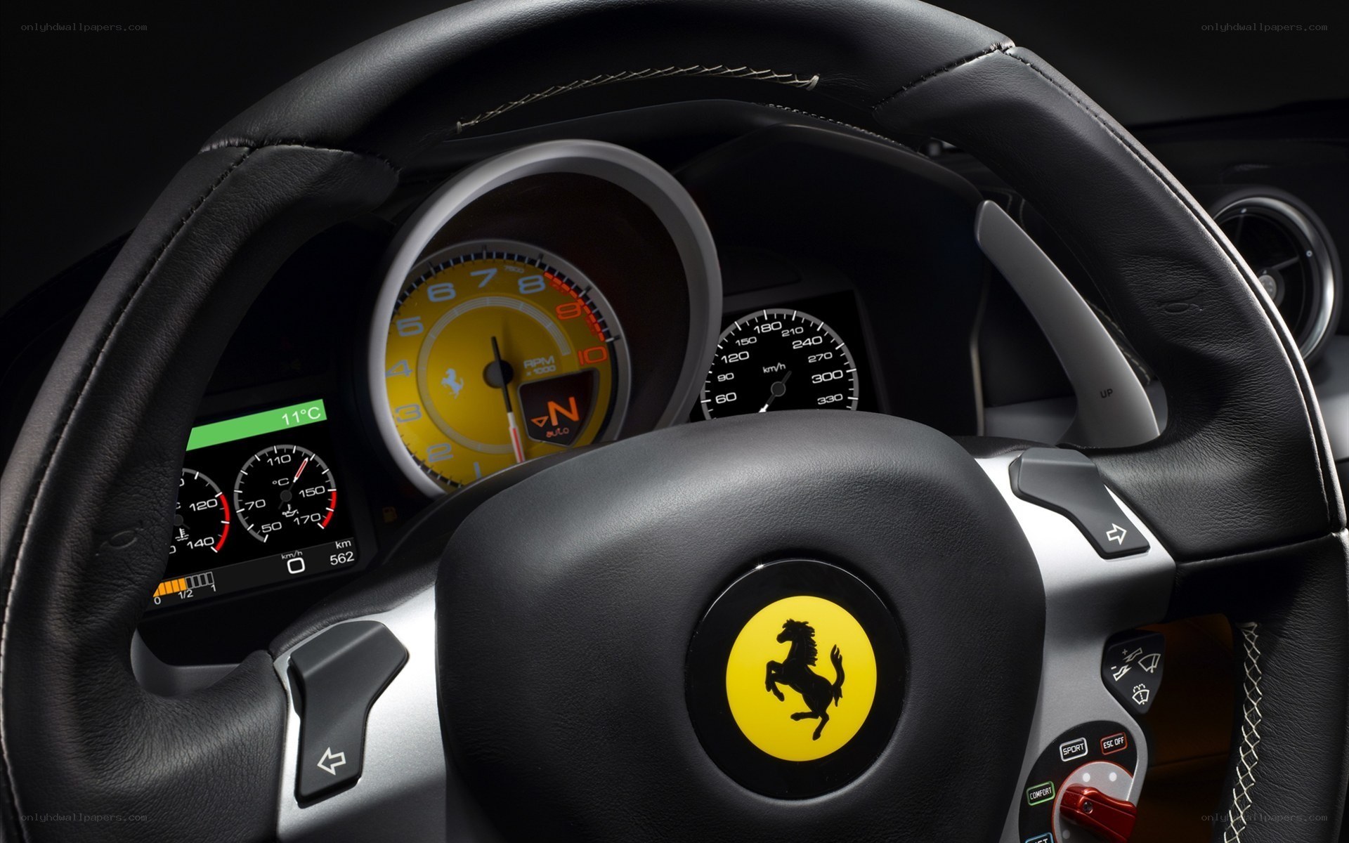 Ferrari steering wheel and dashboard