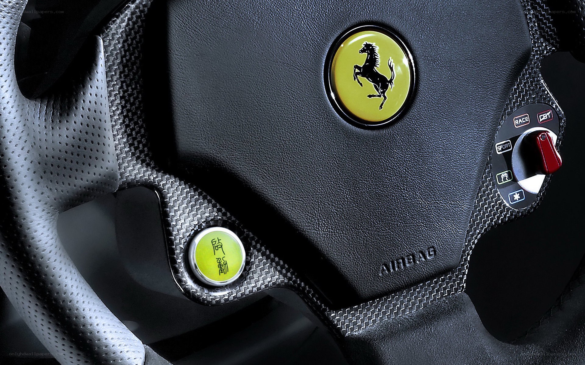 Ferrari steering wheel close-up