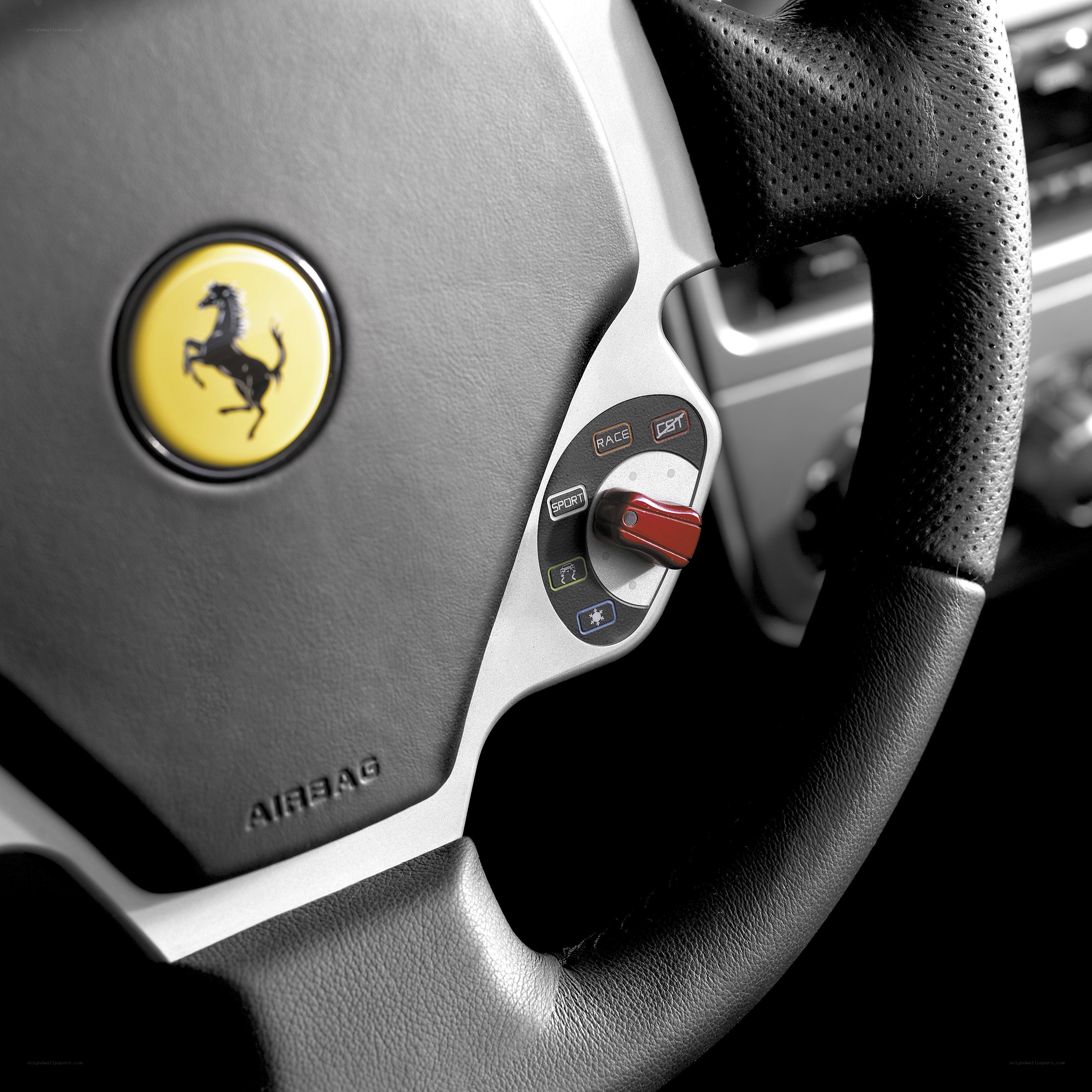 Ferrari steering wheel close-up