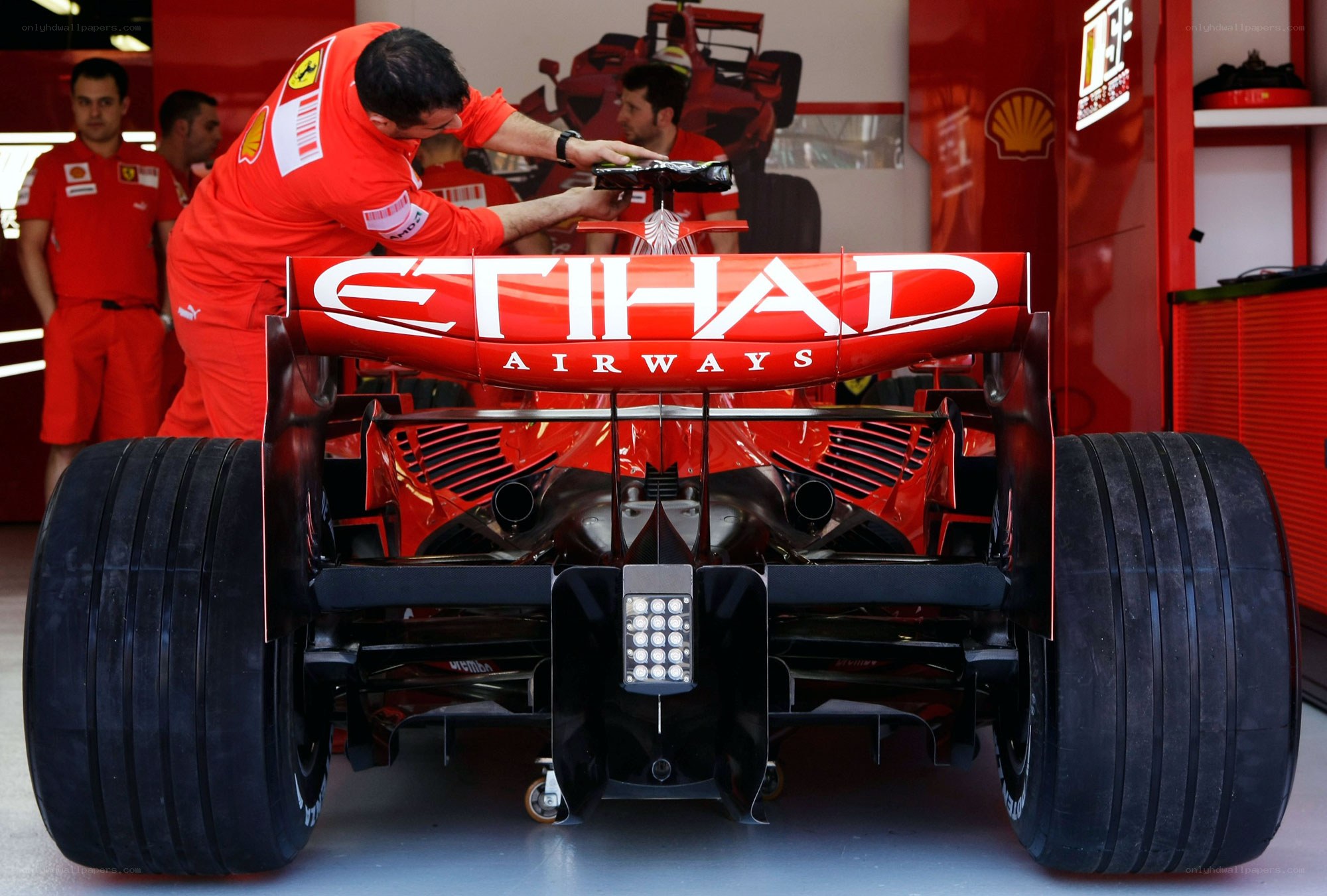 Ferrari team working on car