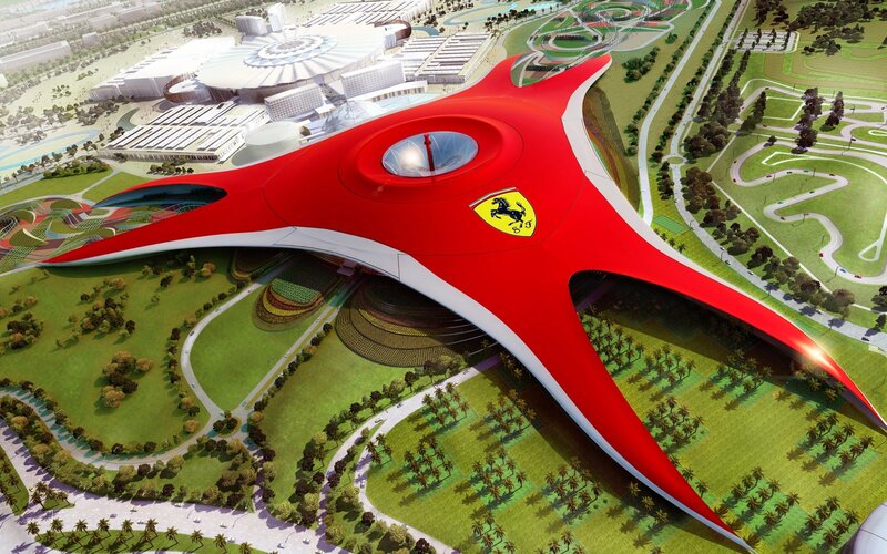 Ferrari-themed Building — Red, Futuristic, Afternoon