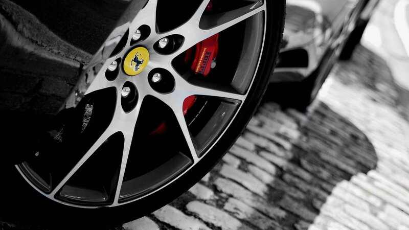 Ferrari Wheel Close-up — Black