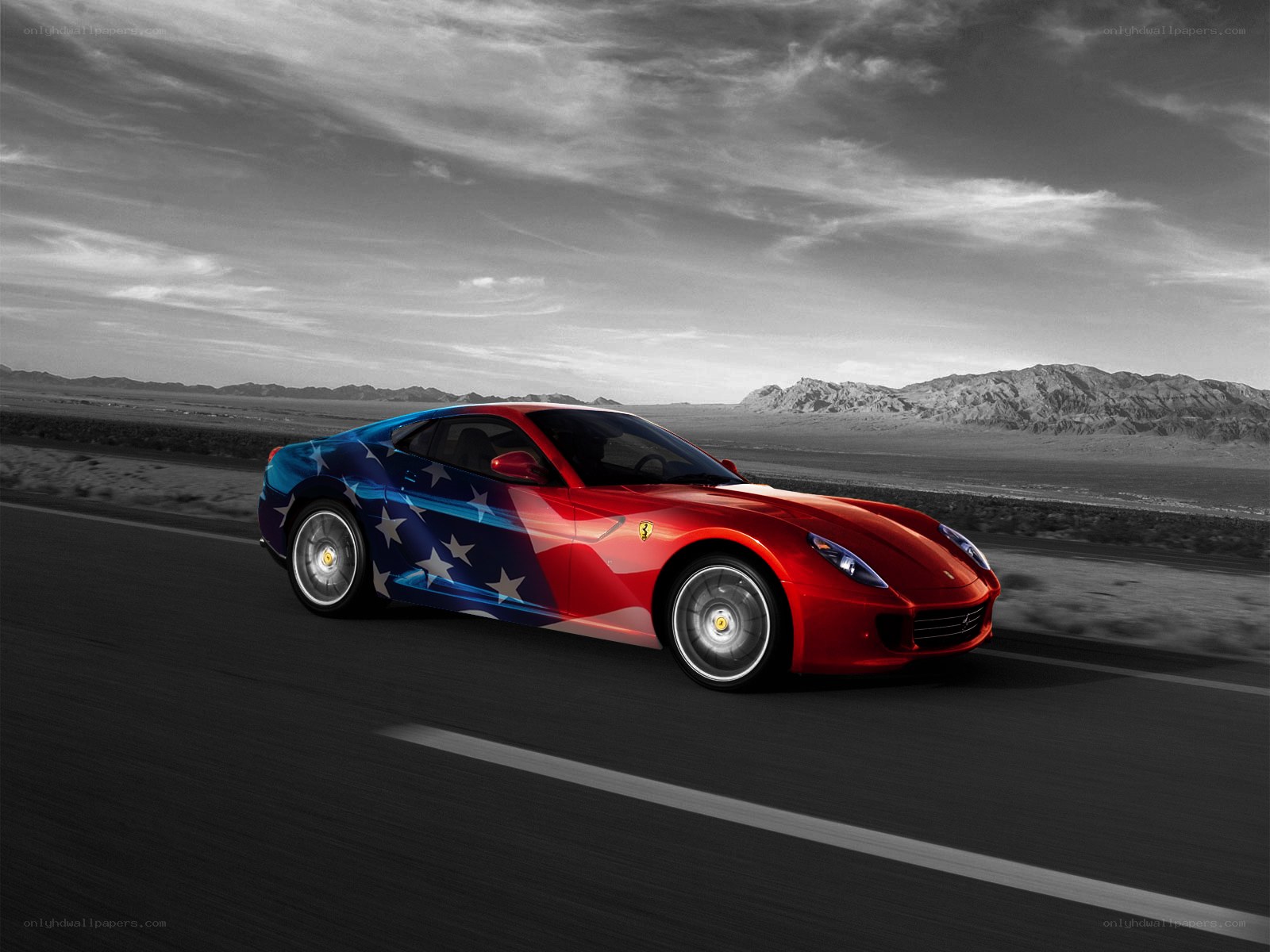 Ferrari with American flag design