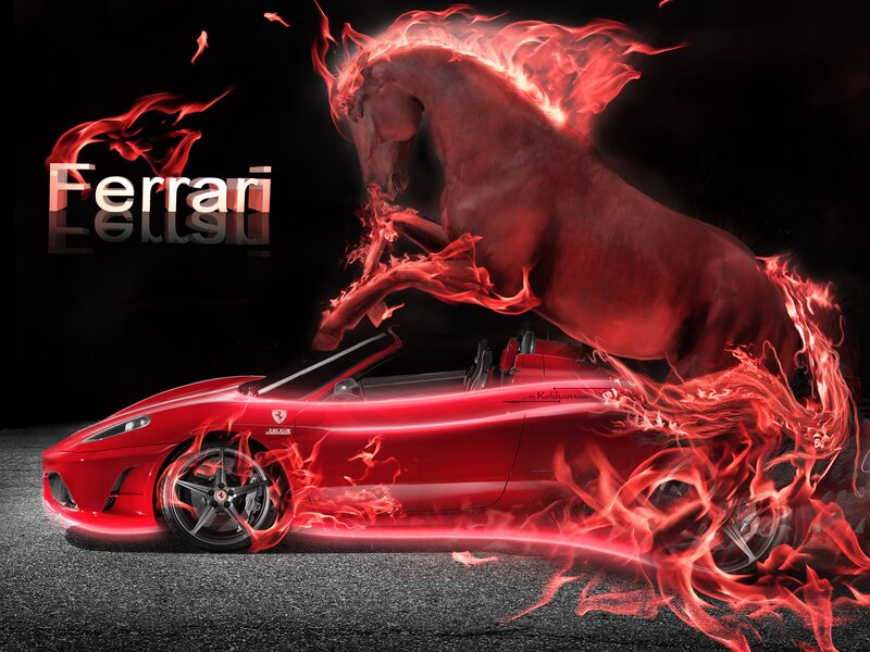 Ferrari with fiery horse