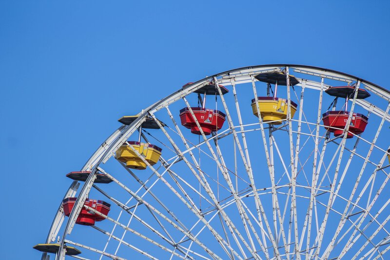 Ferris Wheel Against Sky — Blue, Serene