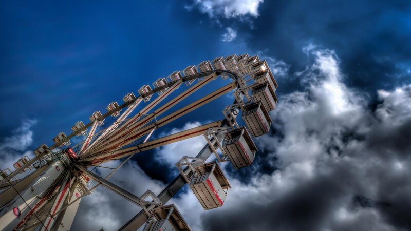 Ferris Wheel Against Sky — Blue