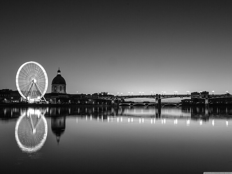 Ferris Wheel and Bridge — Black