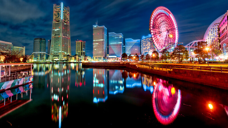 Ferris Wheel and City Skyline